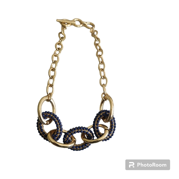 Banana Republic Jewelry - Banana Republic statement blue and gold necklace.